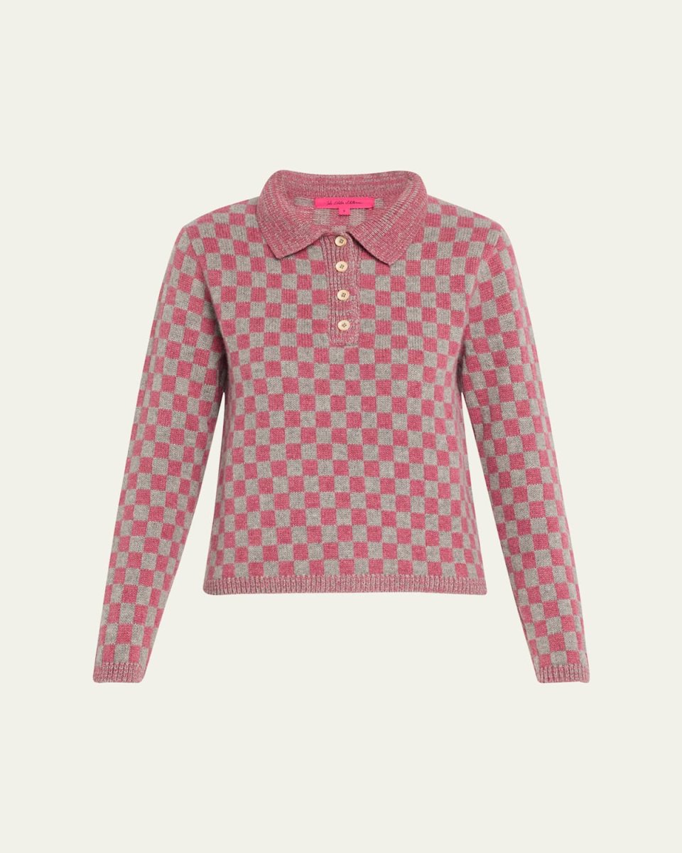 Checkered Polo Cashmere Sweater